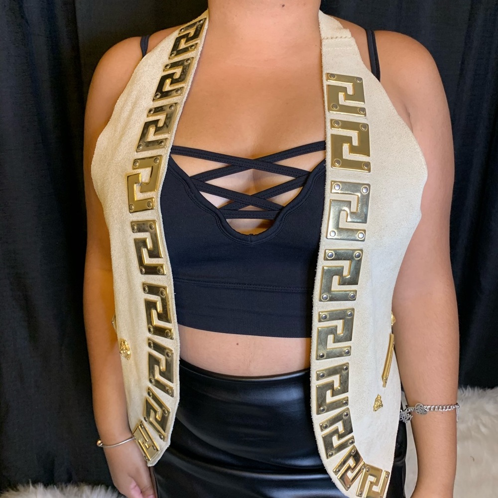 Vintage Fendi Versace Leather Suede Vest Top
